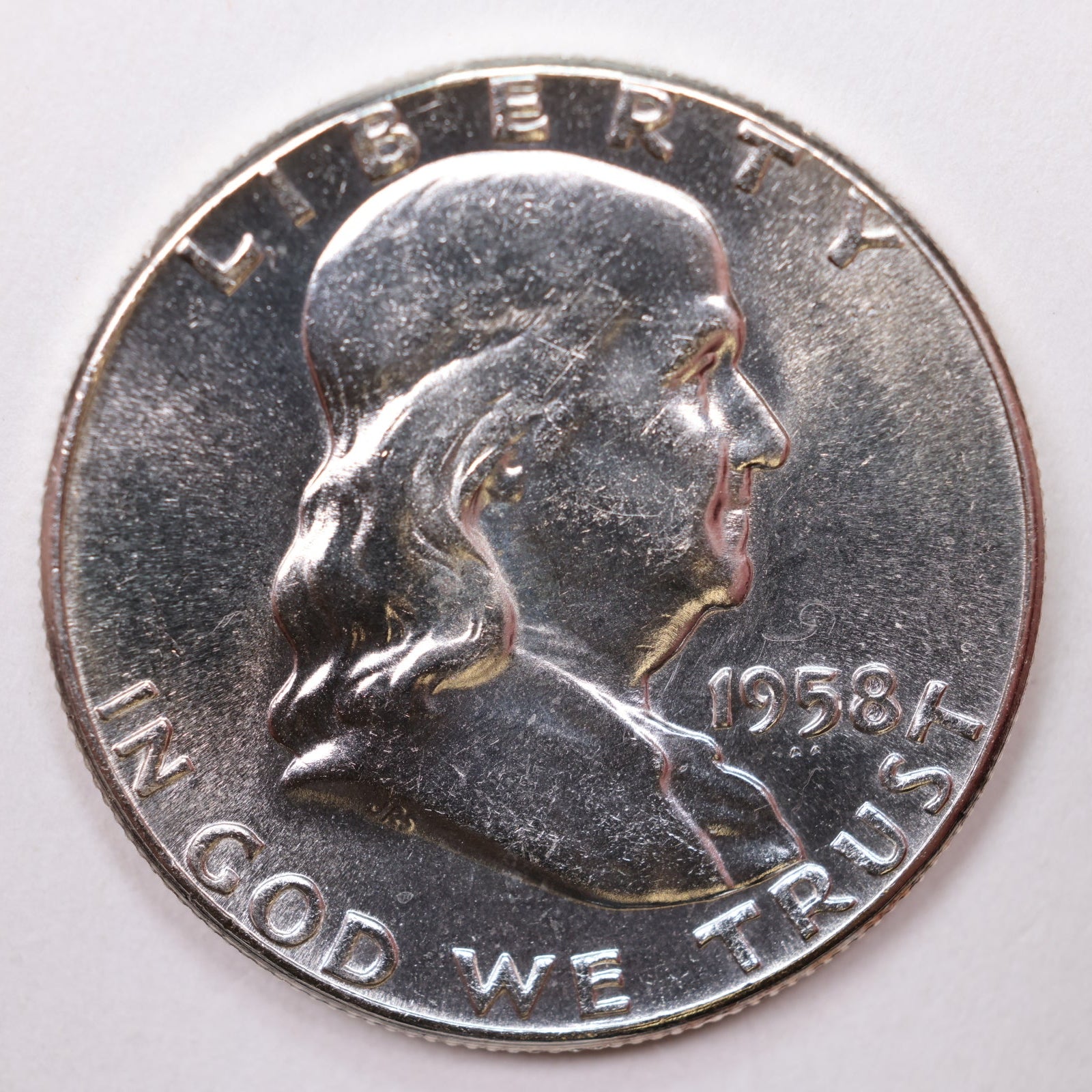 1958 Franklin Half Dollar, Mint State Uncirculated Coin, Store #HR1372.