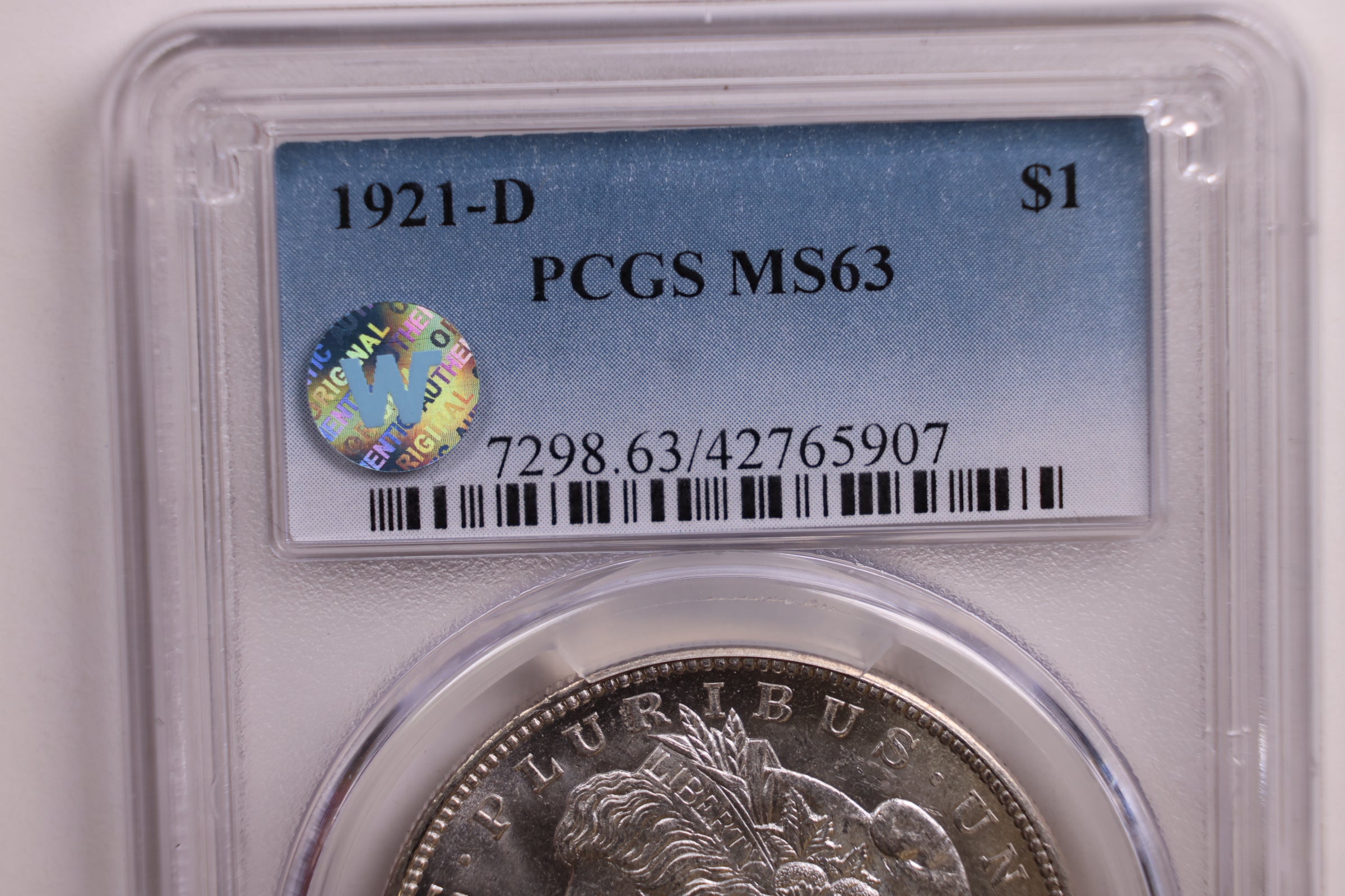 1921-D Morgan Silver Dollar., PCGS MS-63., Uncirculated, Store #GDR0138.