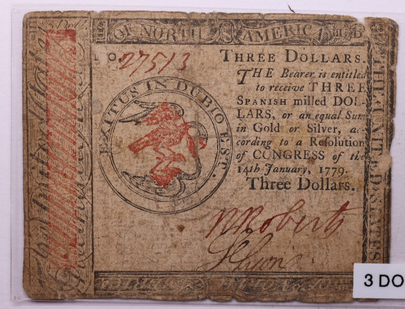 1779 Continental Colonial Currency, Affordable Collectible Currency, Sale
