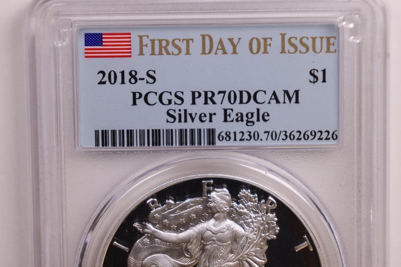 2018-W Proof American Silver Eagle., PCGS PR-70., Store