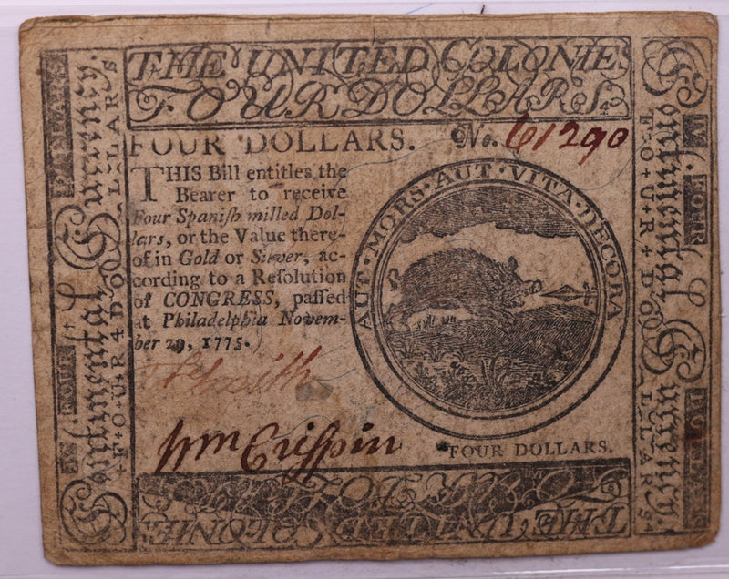 May 9, 1776 Continental Colonial Currency, Affordable Collectible Currency, Sale