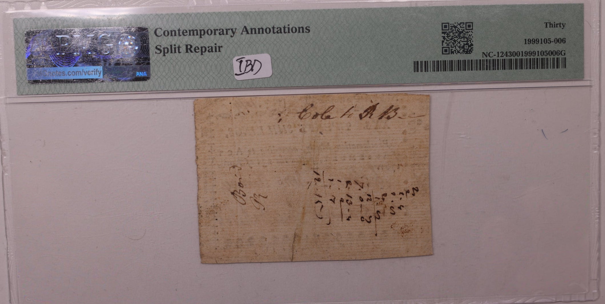 April 23, 1761, 20 Shillings. North Carolina, Colonial Note, PMG VF30, Store #GCY003.