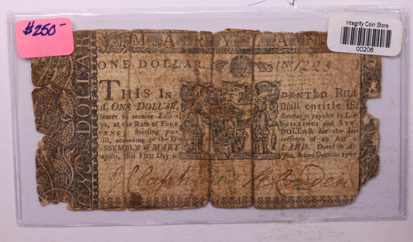 1767 Maryland Colonial Currency, Affordable Currency Store Sale #00206