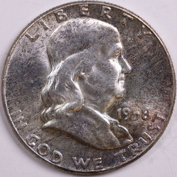 1958 Franklin Half Dollar, Mint State Uncirculated Coin, Store #HR0462