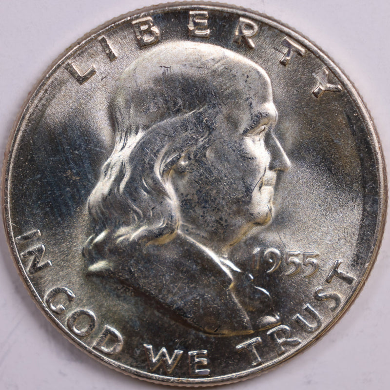 1955 Franklin Half Dollar, Mint State Uncirculated Coin, Store