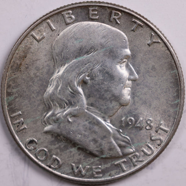 1948-D Franklin Half Dollar, Extra Fine Circulated Coin, Store #HR0468