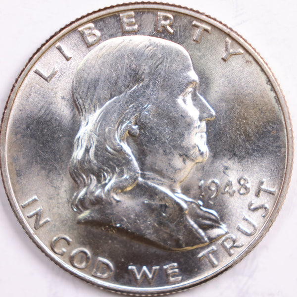 1948 Franklin Half Dollar, Mint State Uncirculated Coin, Store #HR0469