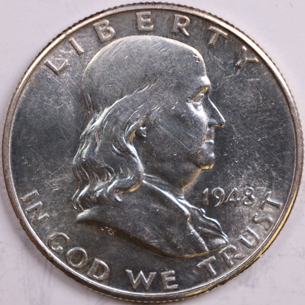 1948-D Franklin Half Dollar, Mint State Uncirculated Coin, Store #HR0470