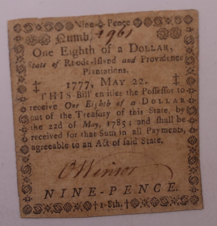 May 22, 1777, $1/8., Rhode Island Colonial Note, PMG VF25, Store #GCY012.