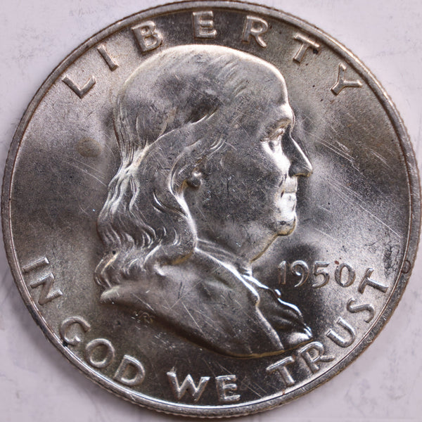 1950-D Franklin Half Dollar, Mint State Uncirculated Coin, Store #HR0474
