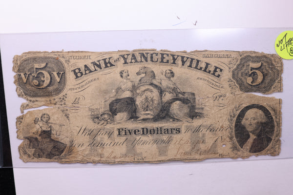 1855 $5, Yanceyville, N.C., Obsolete Currency, Affordable Collectible Currency, Sale #353482