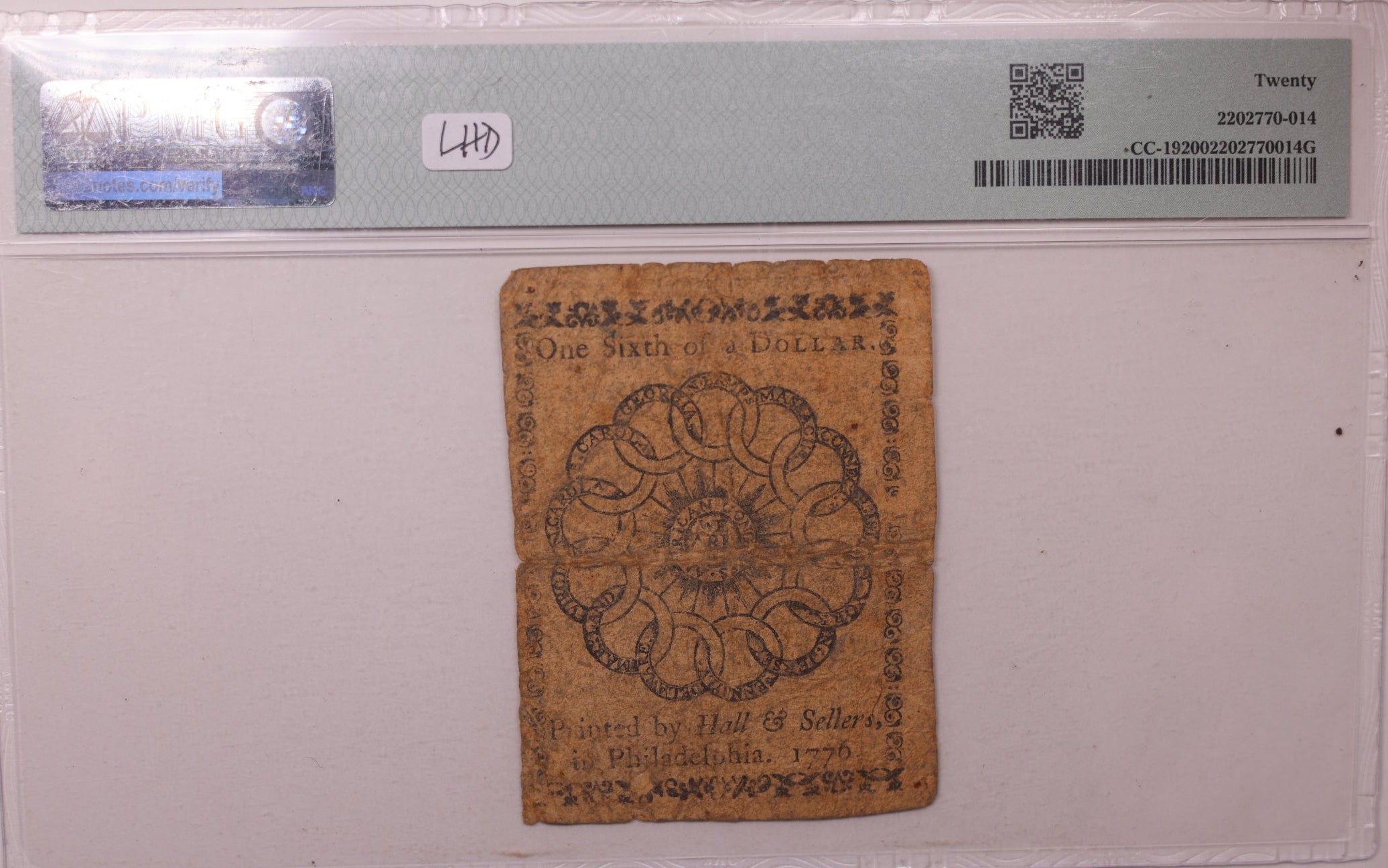 February 17, 1776, Continental, Colonial Note, PMG VF20, Store #GCY013.