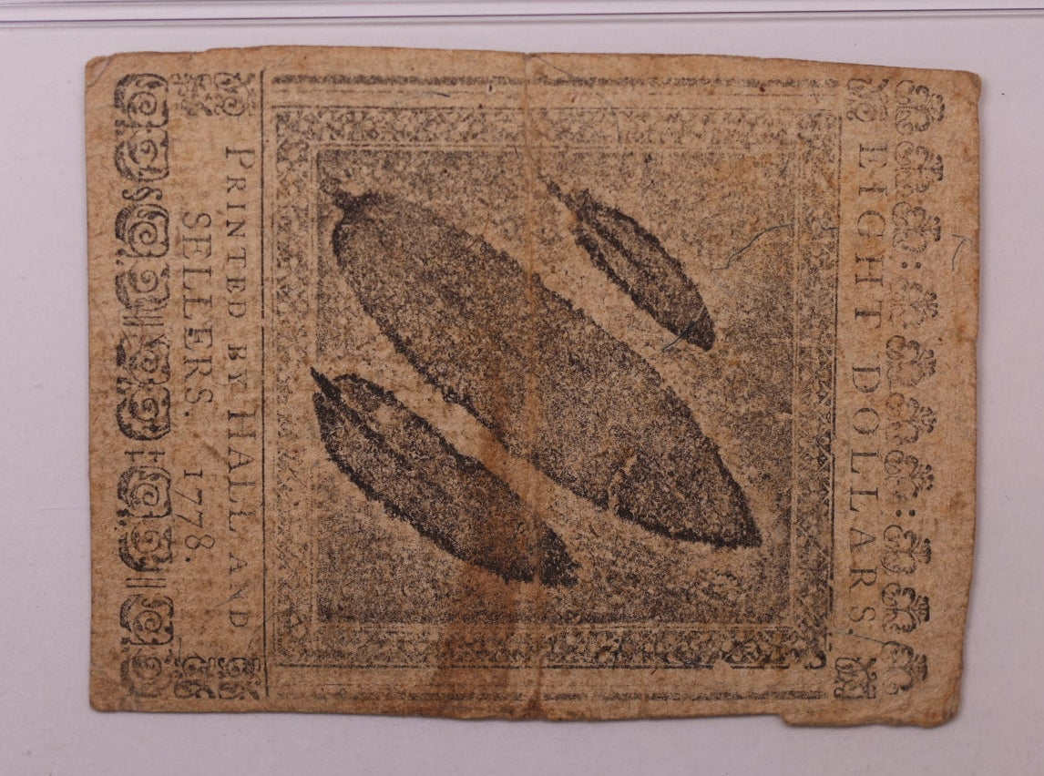 September 26, 1778, $8. Continental Colonial Note, PMG VF35, Store #GCY015.