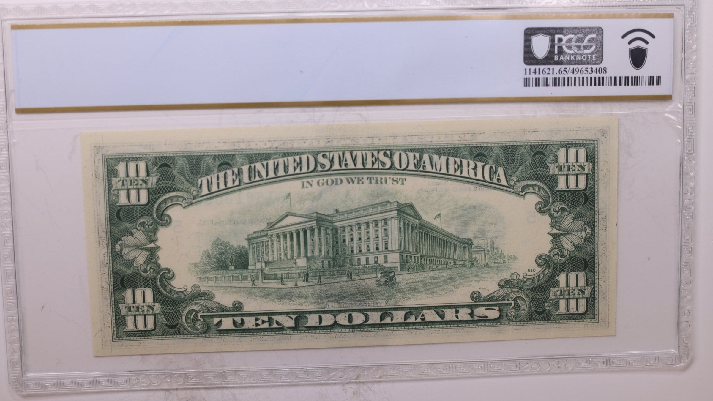 1977 A, $10 Federal Reserve Note., PCGS CU-65, PPQ., Store #GFRB024