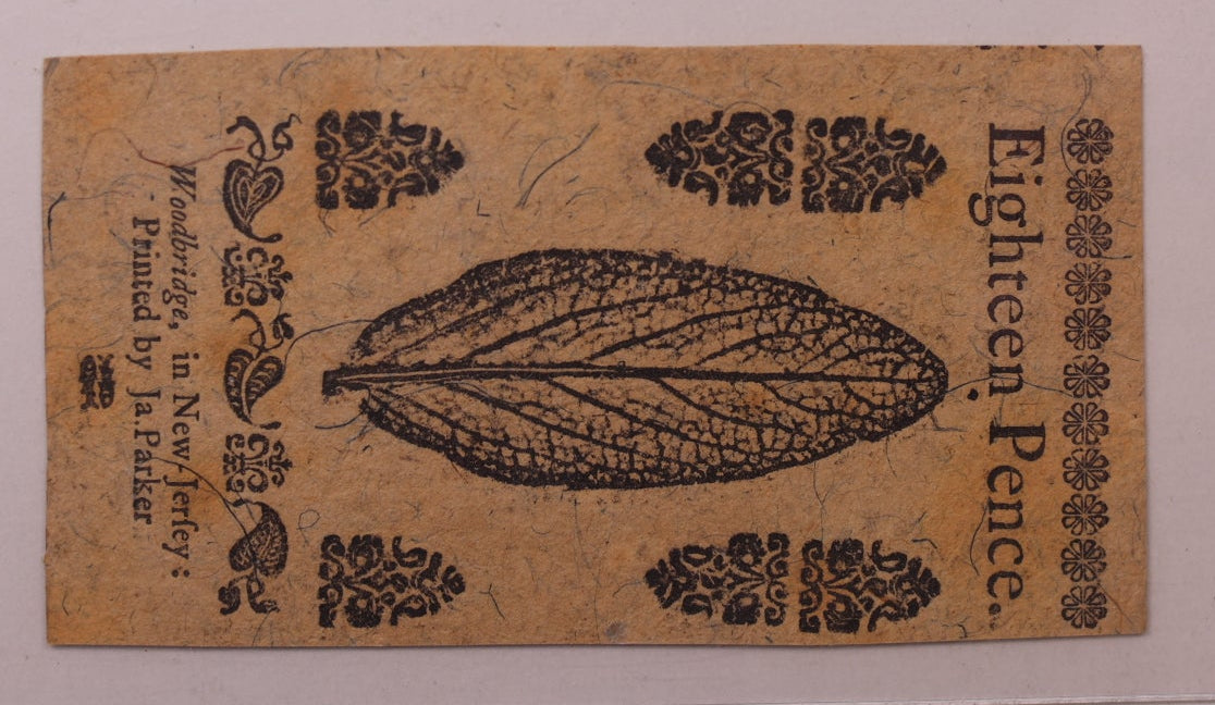 Jun 22, 1756, 18 Pence, New Jersey Colonial Note, PCGS CU-61, Store #GCY017.