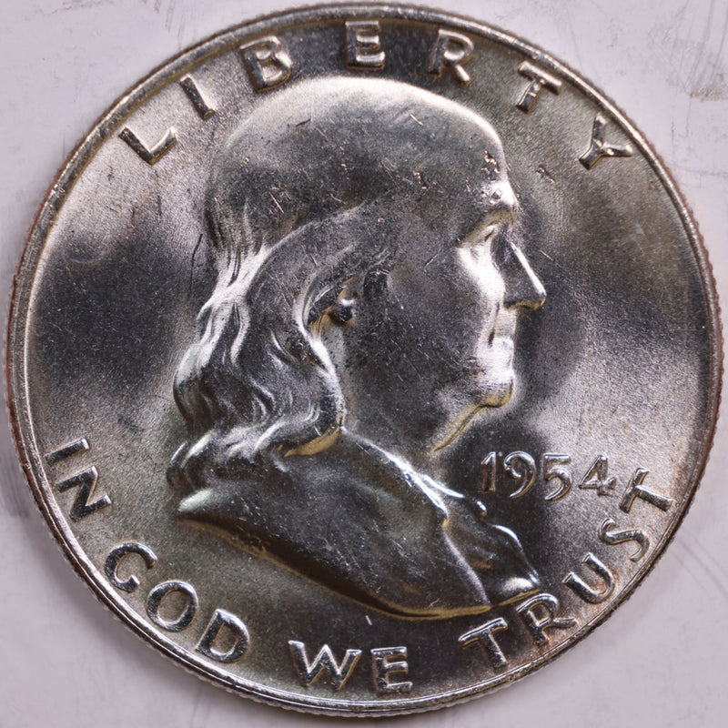 1954-D Franklin Half Dollar, Mint State Uncirculated Coin, Store