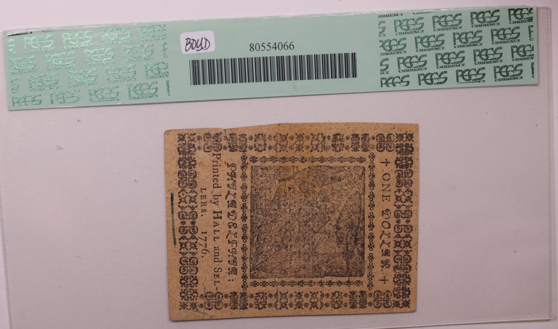 May 9, 1776, $1. Continental Colonial Note, PCGS AU-58, Store #GCY018.