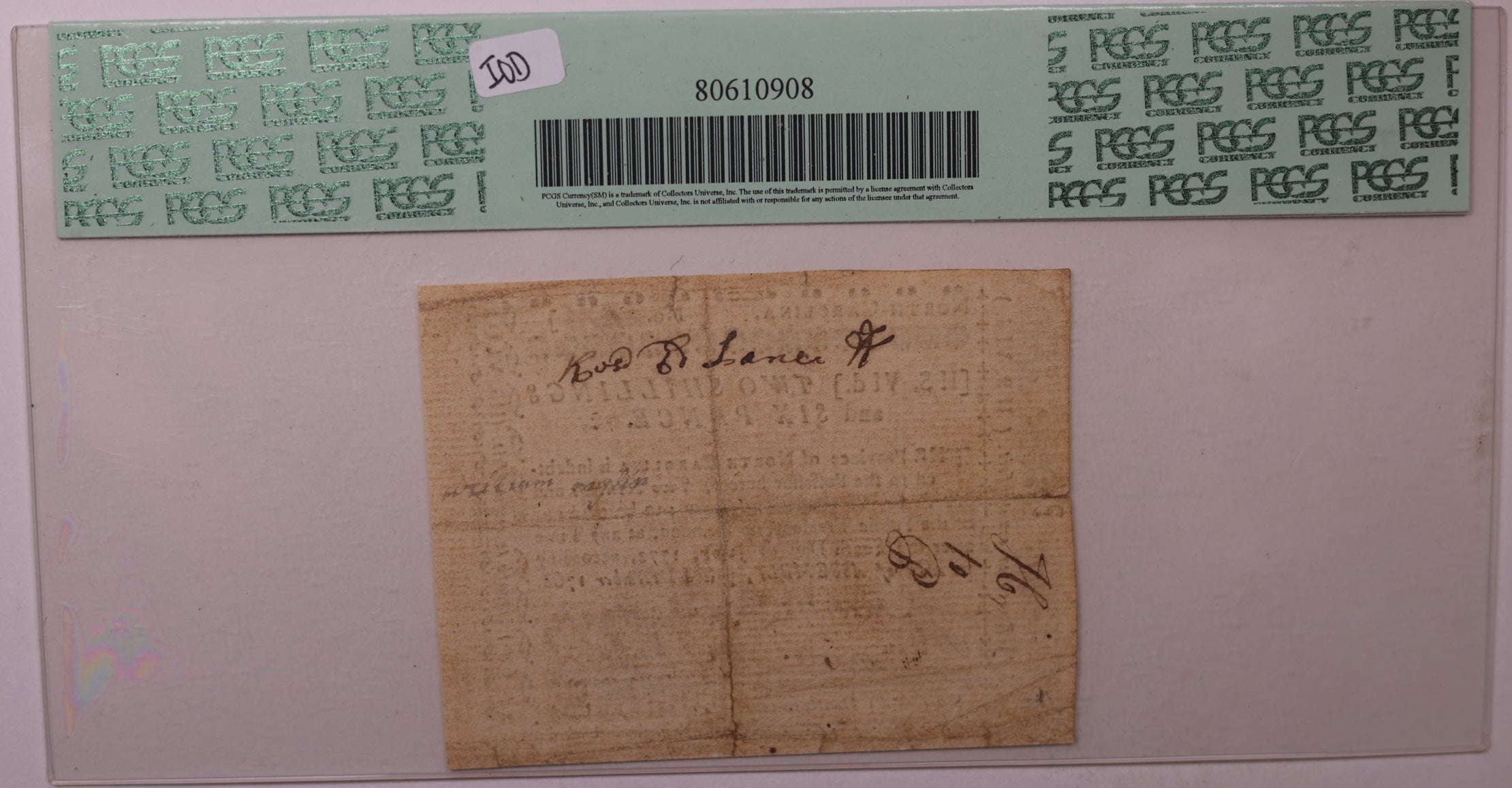 June 10, 1772, Two Shilling Six Pence, North Carolina Colonial Note, PCGS VF-35, #GCY022.