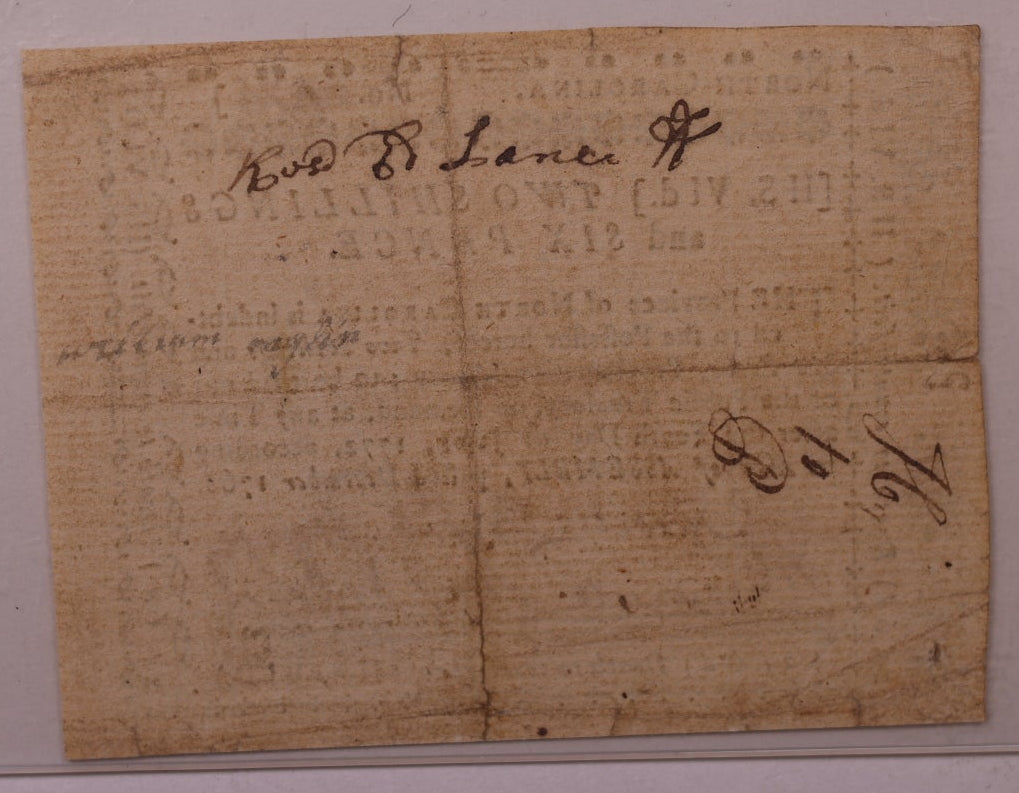 June 10, 1772, Two Shilling Six Pence, North Carolina Colonial Note, PCGS VF-35, #GCY022.