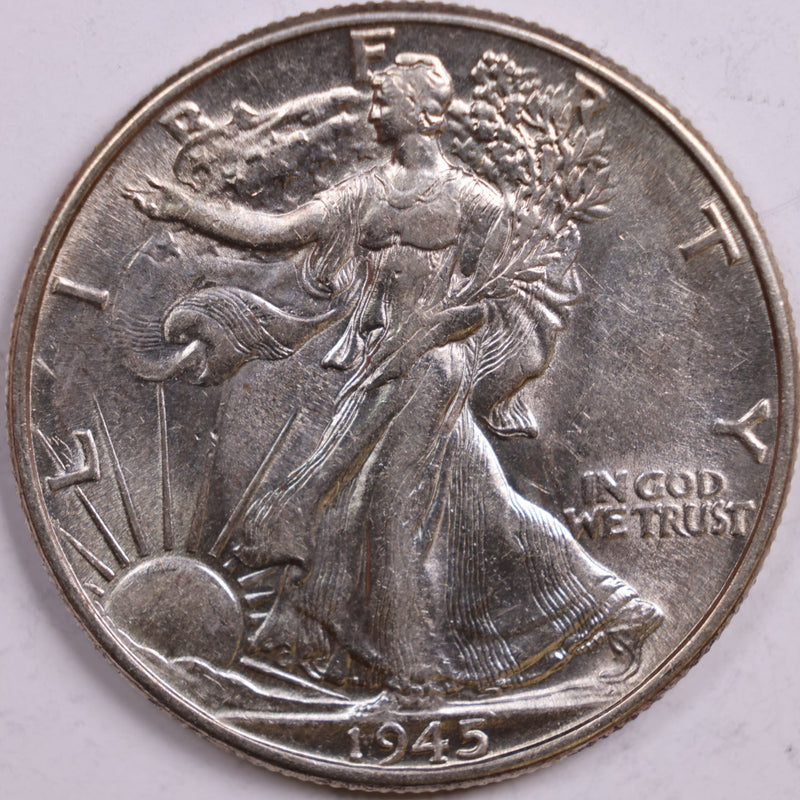 1945 Walking Liberty Half Dollar, About Uncirculated Coin, Store