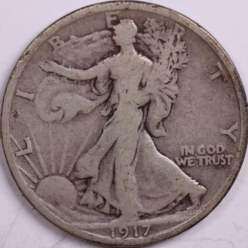 1917-S Walking Liberty Half Dollar, Very Good Circulated Coin, Store