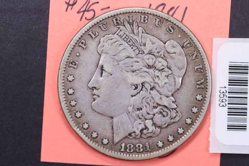 1881 Morgan Silver Dollar, Affordable Circulated Coin, Store