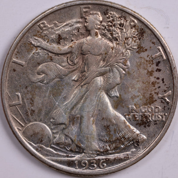 1936 Walking Liberty Half Dollar, Extra Fine Circulated Coin, Store #HR0500