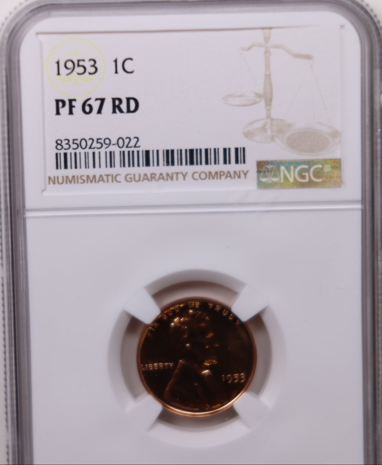 1953 Lincoln Wheat Cents, NGC Proof-67, Red. Proof Strike, Store #CT1178.