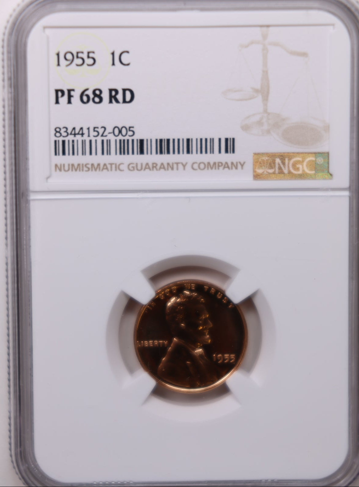 1955 Lincoln Wheat Cents, NGC Proof-68, Red. Proof Strike, Store #CT1180.