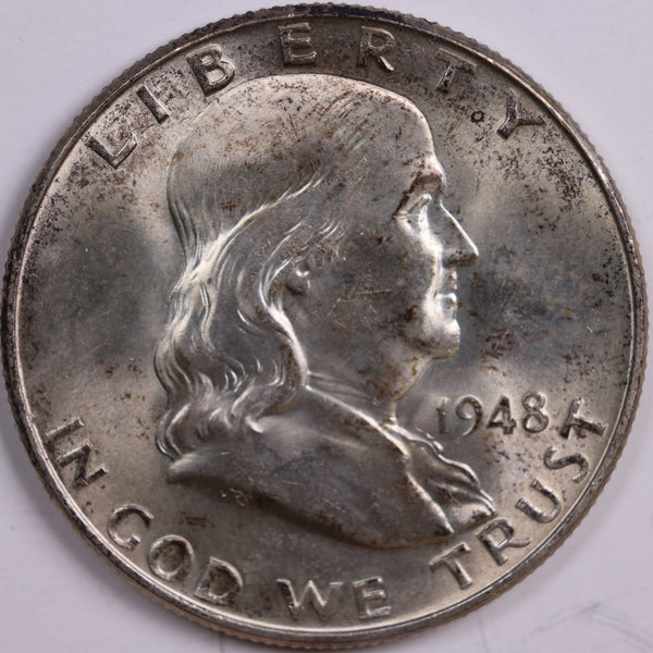 1948 Franklin Half Dollar, Mint State Uncirculated Coin, Store #HR0505