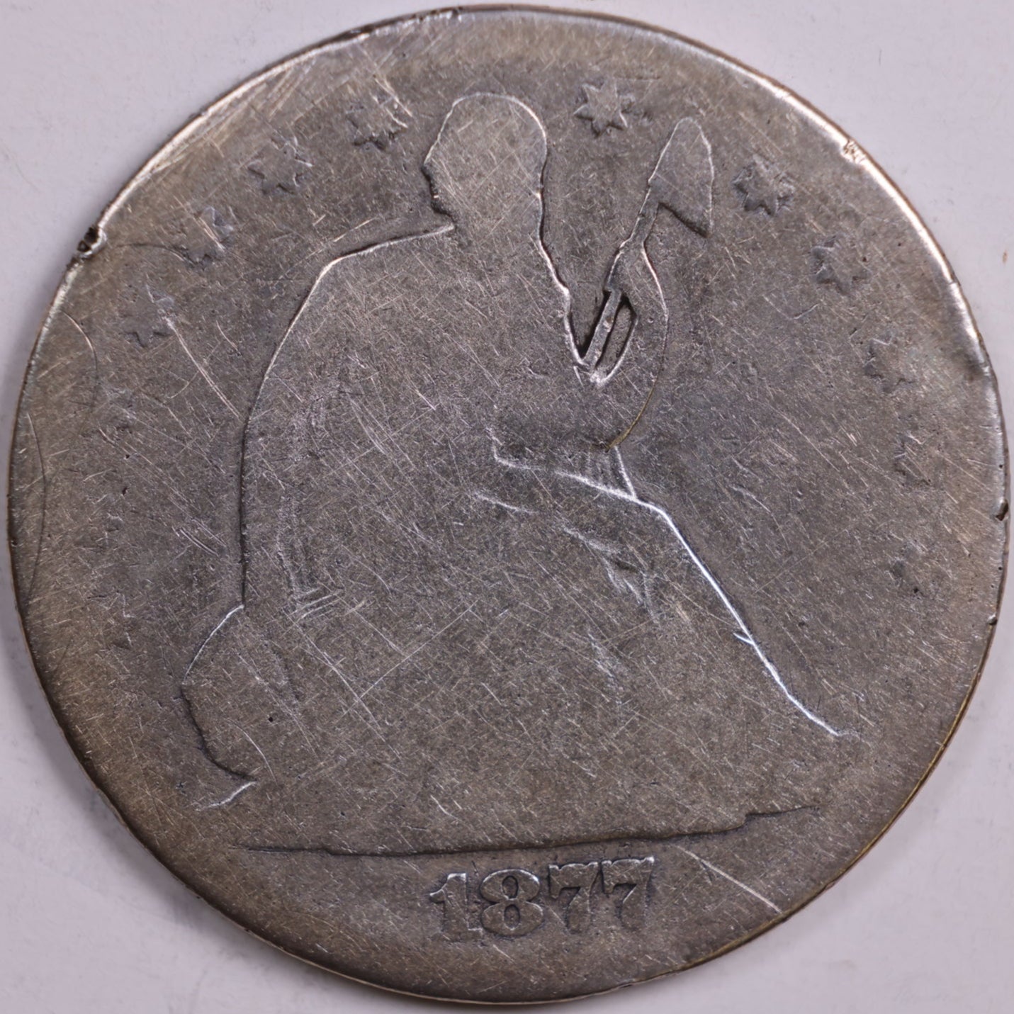 1877 Liberty Seated Half Dollar, Poor Circulated Coin, Store #HR0512