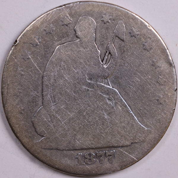 1877 Liberty Seated Half Dollar, Poor Circulated Coin, Store #HR0512