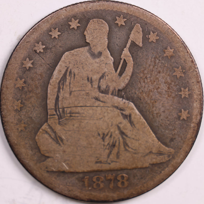 1878 Liberty Seated Half Dollar, Good Circulated Coin, Store
