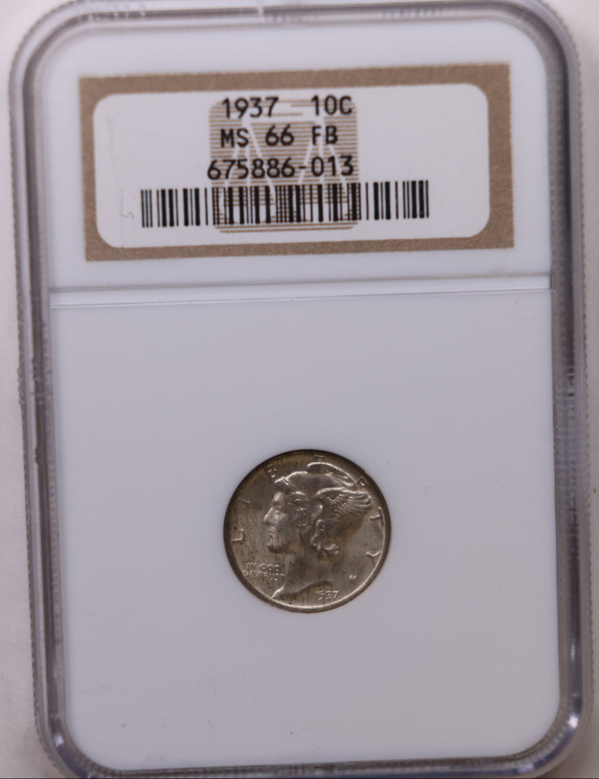 1937 Mercury Silver Dime, Gem Mint State, NGC MS66, Full Band. Store #DE0829.