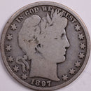 1897 Barber Half Dollar, Good Circulated Coin, Store
