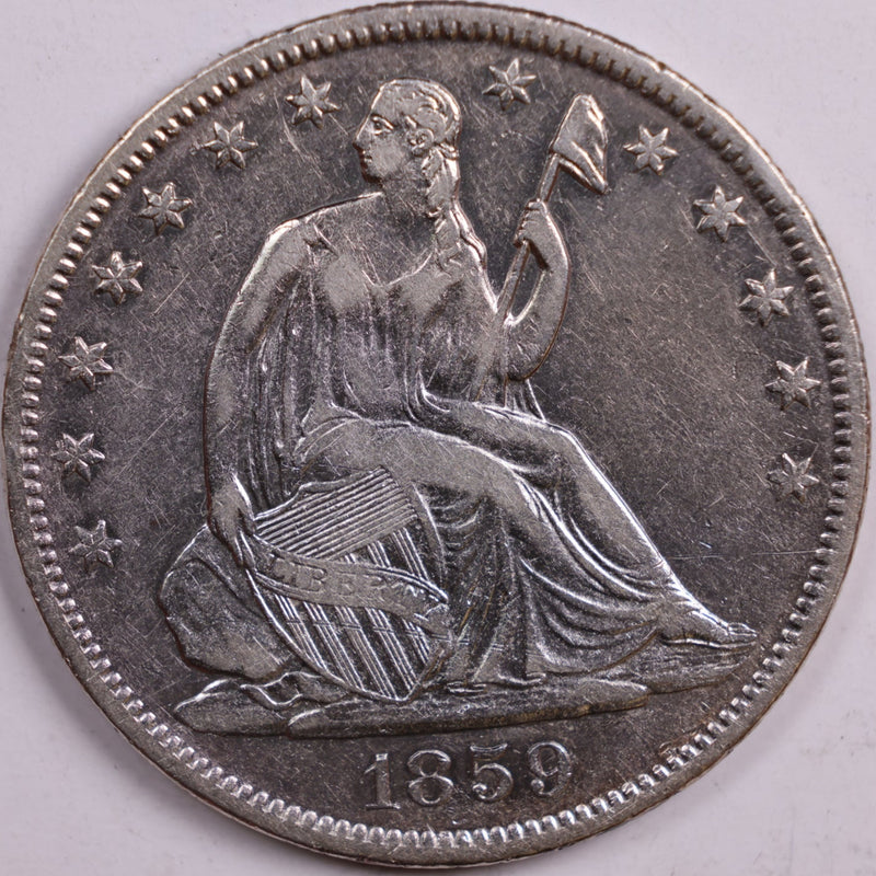 1859-O Liberty Seated Half Dollar, About Uncirculated+ Coin, Store