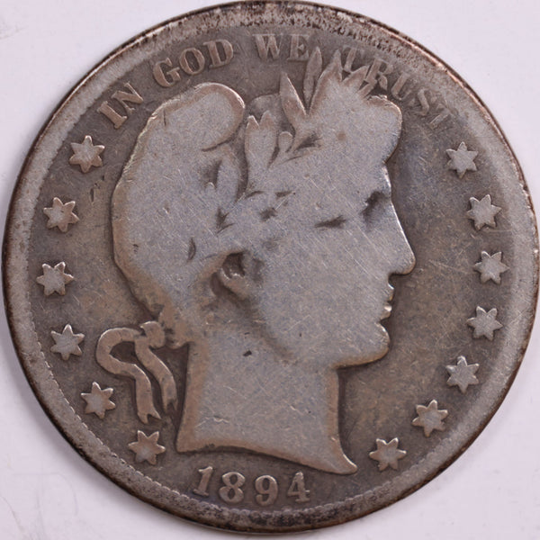 1894-S Barber Half Dollar, Good Circulated Coin, Store #HR0515