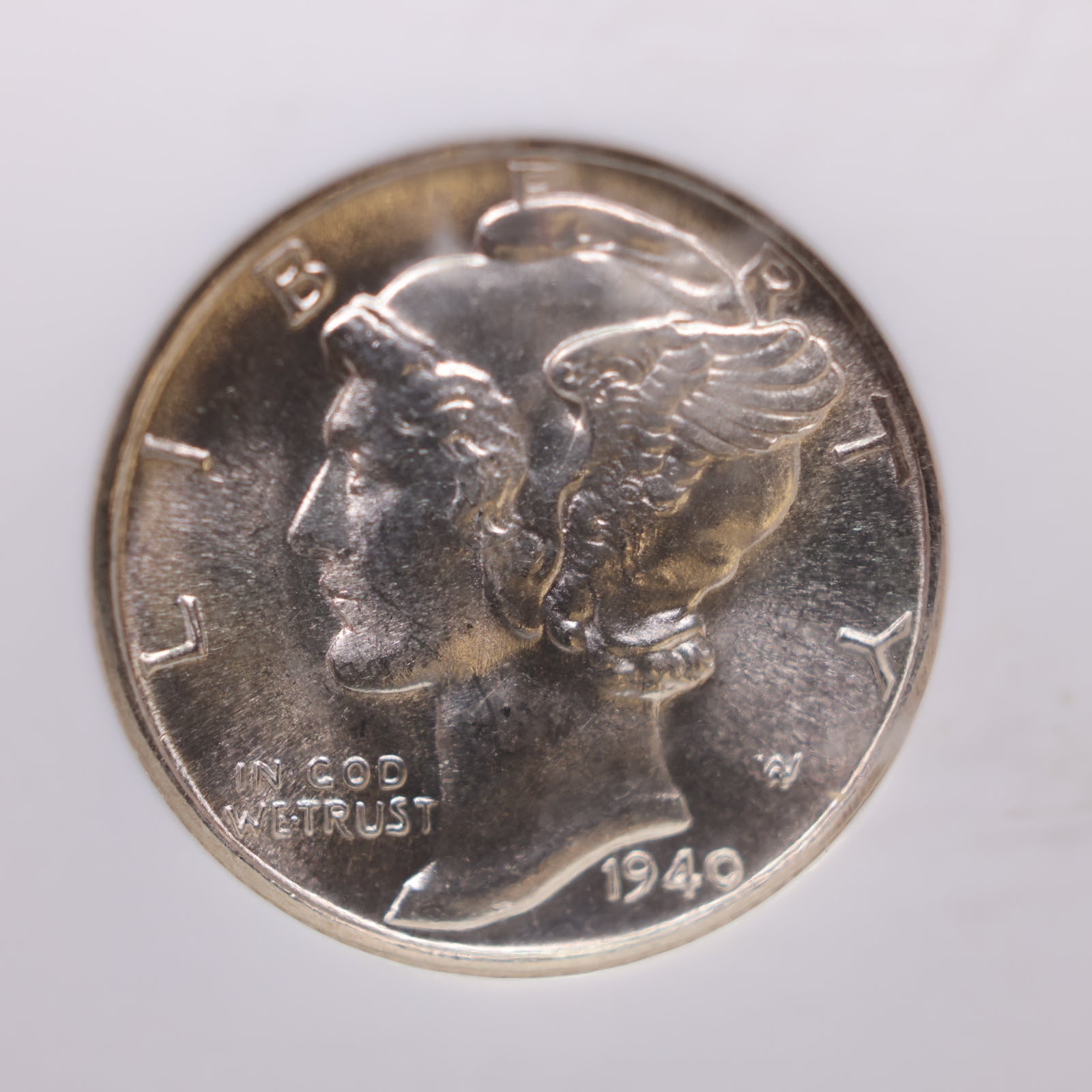 1940-S Mercury Silver Dime, Gem Mint State, NGC MS65 Full Band, Store #DE0832.