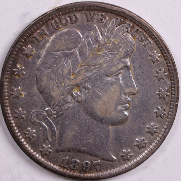 1897 Barber Half Dollar, Very Fine Circulated Coin, Store #HR0519