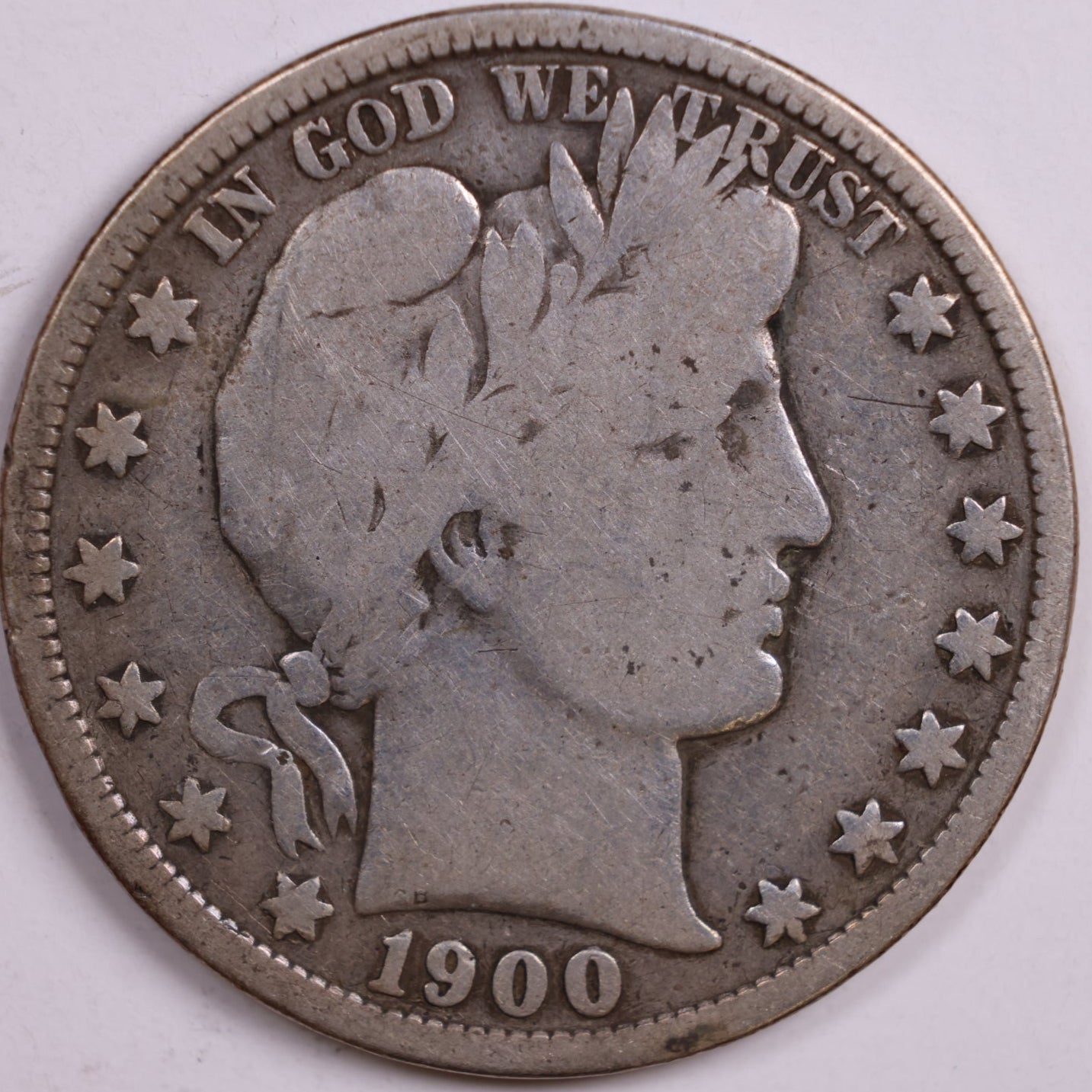 1900 Barber Half Dollar, Very Good Circulated Coin, Store #HR0524