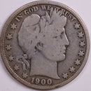 1900 Barber Half Dollar, Very Good Circulated Coin, Store