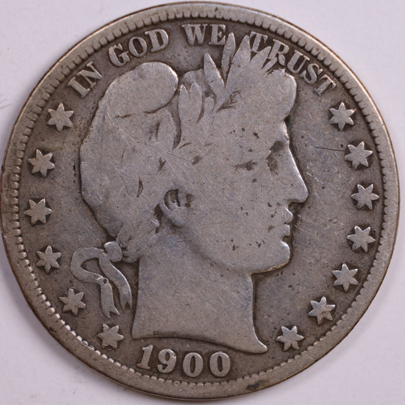 1900 Barber Half Dollar, Very Good Circulated Coin, Store