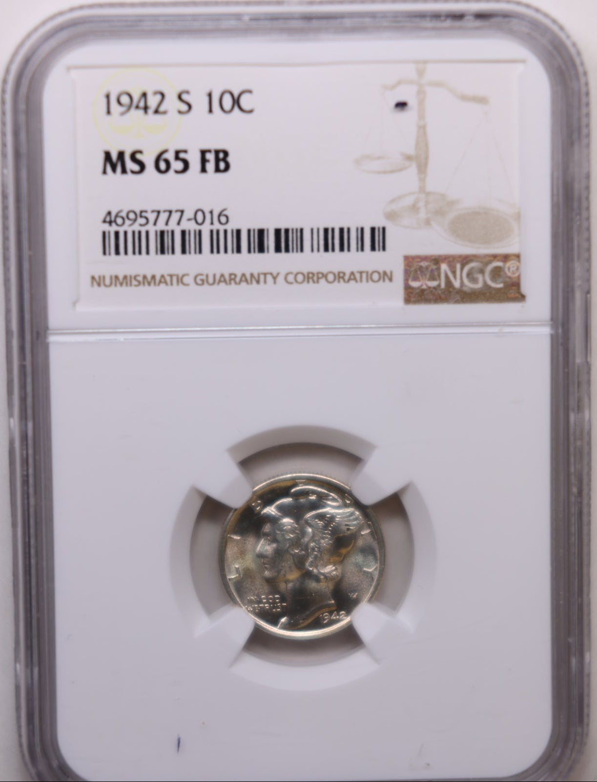 1942-S Mercury Silver Dime, NGC MS-65 Full Band, Store #DE0835.