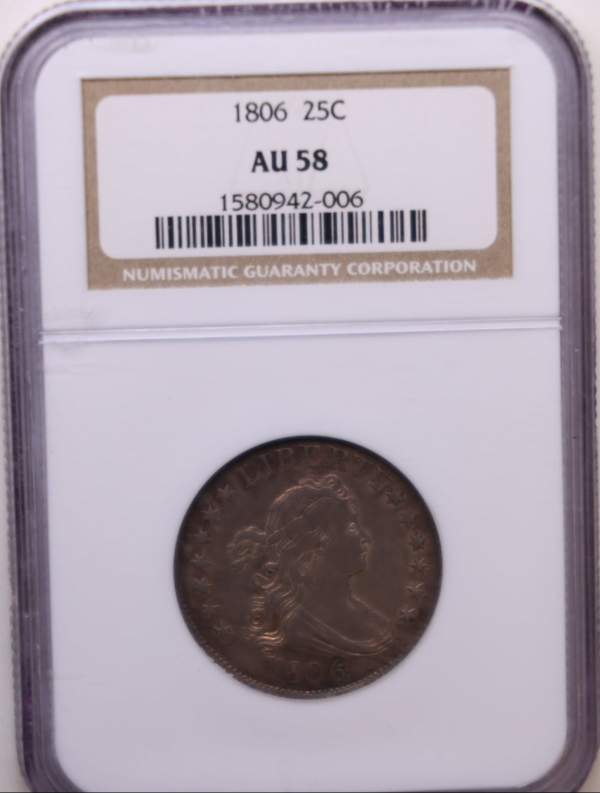 1806 Bust Quarter, "Pleasant Eye Appeal", NGC AU-58. Store Sale. QR#1152