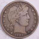 1902 Barber Half Dollar, Fine Circulated Coin, Store
