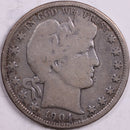 1904 Barber Half Dollar, Very Good Circulated Coin, Store