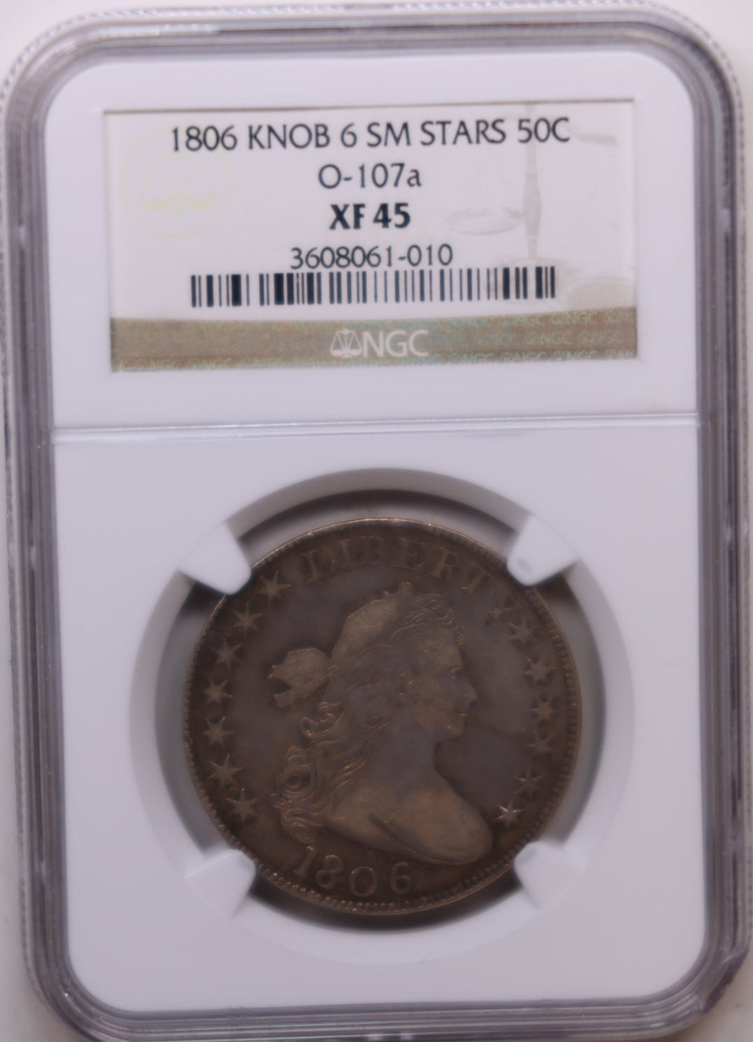 1806 Bust Half Dollar, Knob 6, Small Stars, O-107a, NGC XF-45, Store Sale HR468