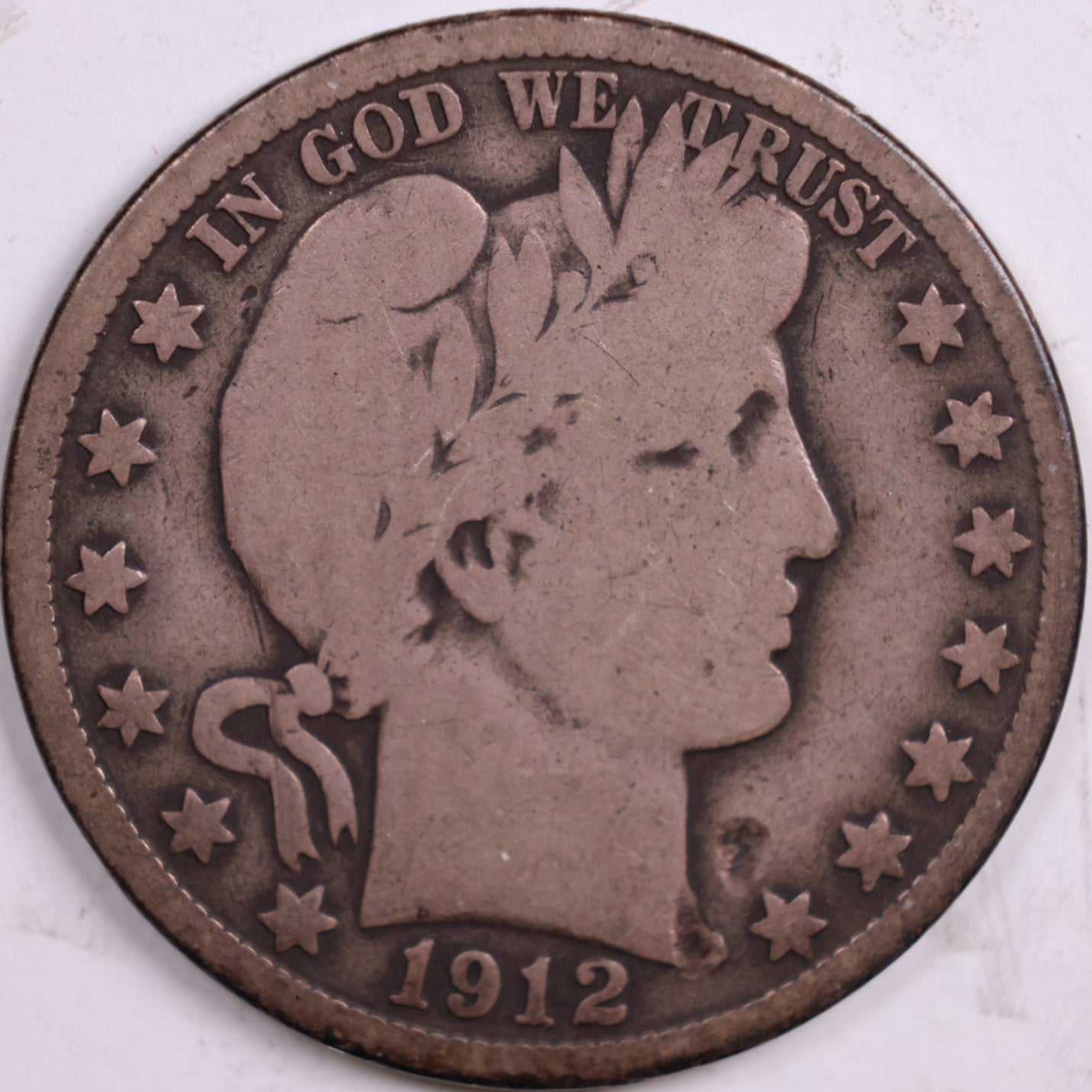 1912-S Barber Half Dollar, Very Good Circulated Coin, Store #HR0541
