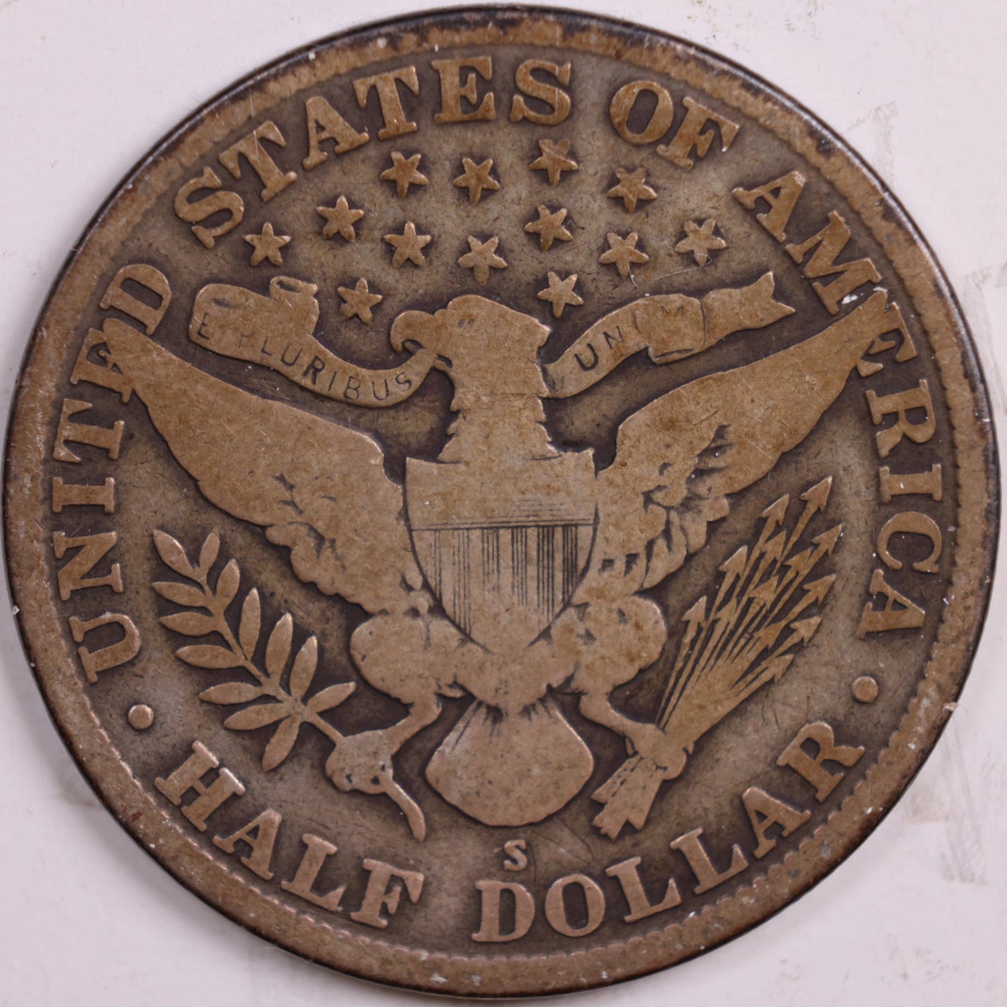 1912-S Barber Half Dollar, Very Good Circulated Coin, Store #HR0541