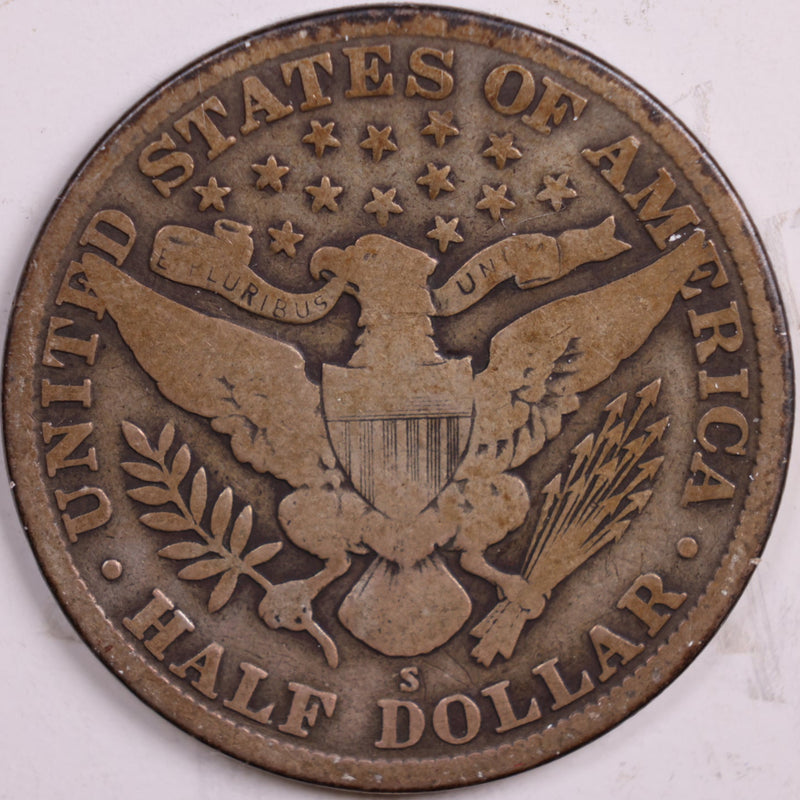 1912-S Barber Half Dollar, Very Good Circulated Coin, Store